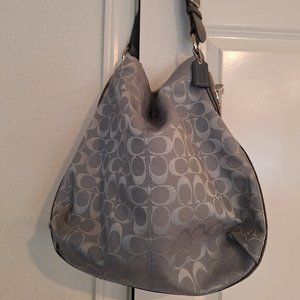 Coach Penelope Signature monogram gray tote sholder bag F16538